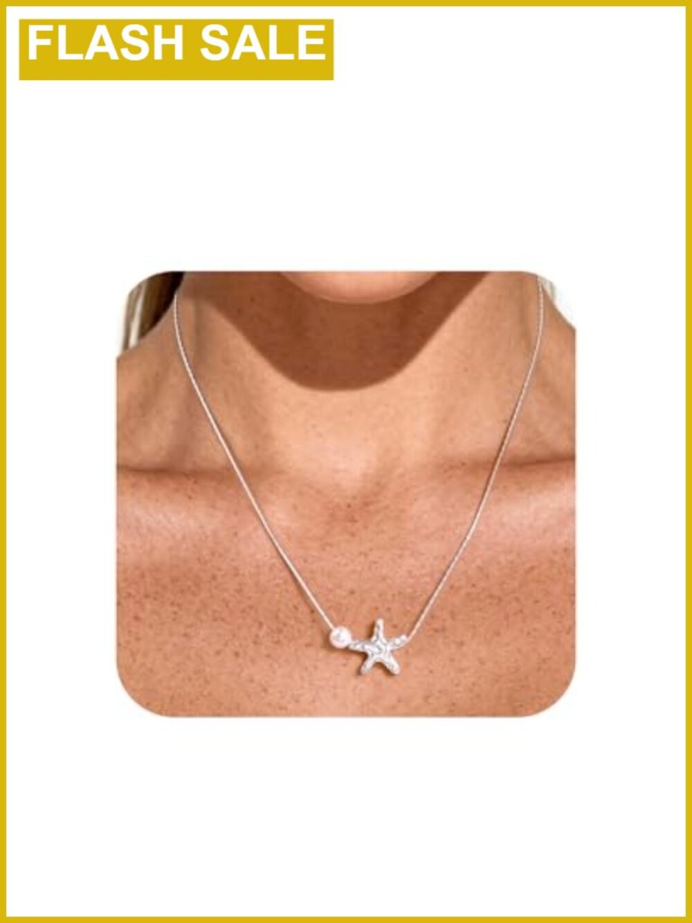 925 Sterling Silver Starfish Beach Necklace with Pearl Adjustable